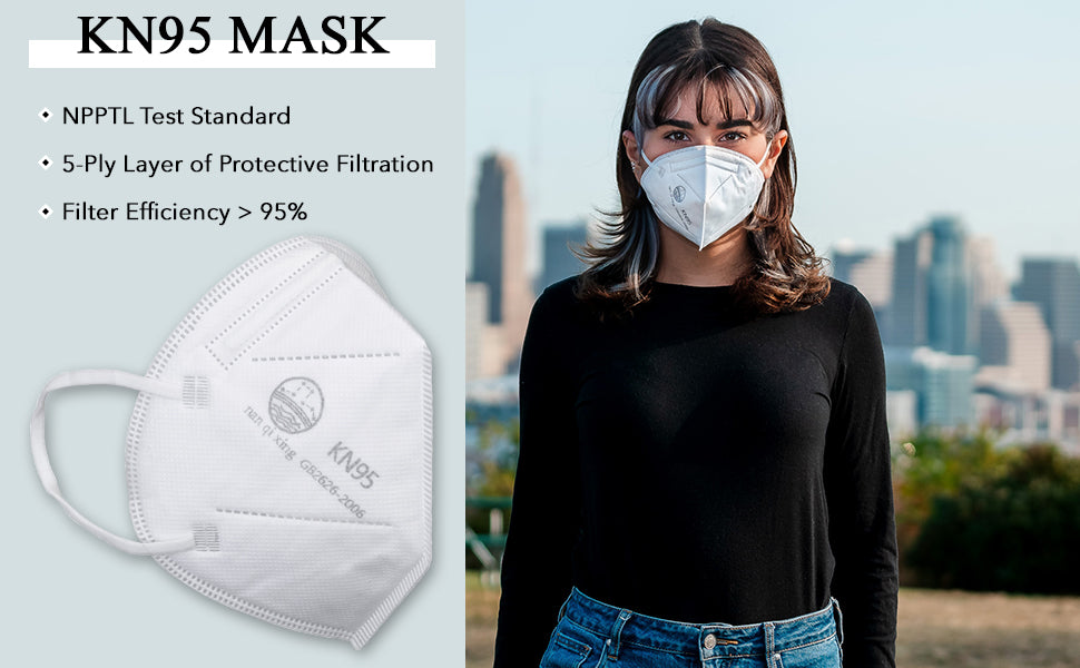 50 KN-1 KN95 GB2626-2006 Disposable Non-Woven Earloop Protective Face Masks -50 Pack