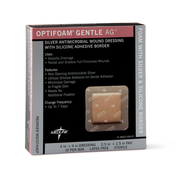 Optifoam Gentle Ag+ Foam Dressings with Silicone Adhesive Border