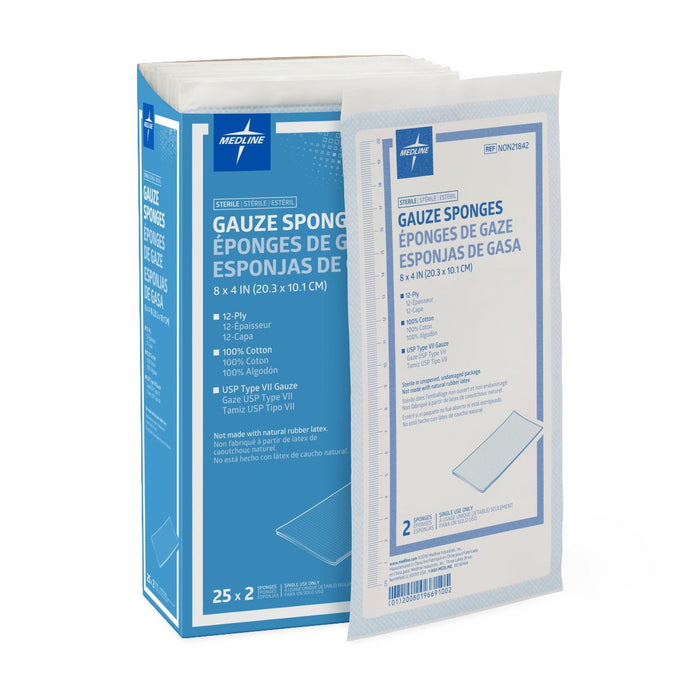 Medline Sterile 100% Cotton Woven Gauze Sponges