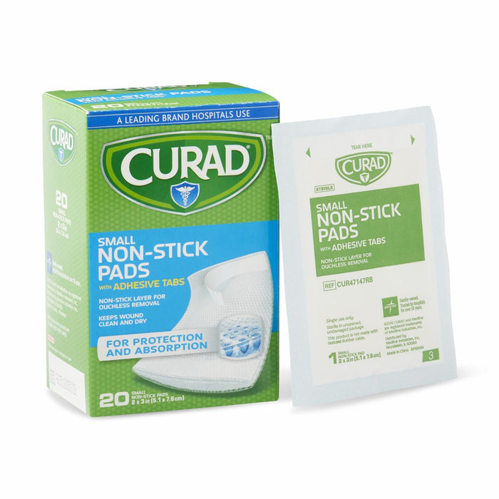 CURAD Sterile Nonstick Pads with Adhesive Tabs