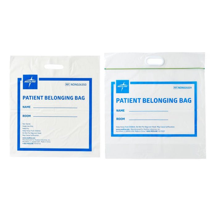 Medline Plastic Patient Belongings Bags with Patch Handle