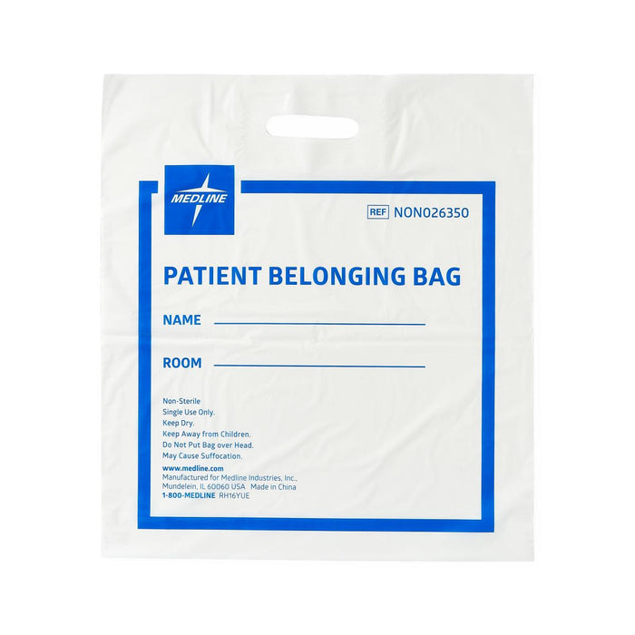 Medline Plastic Patient Belongings Bags with Patch Handle