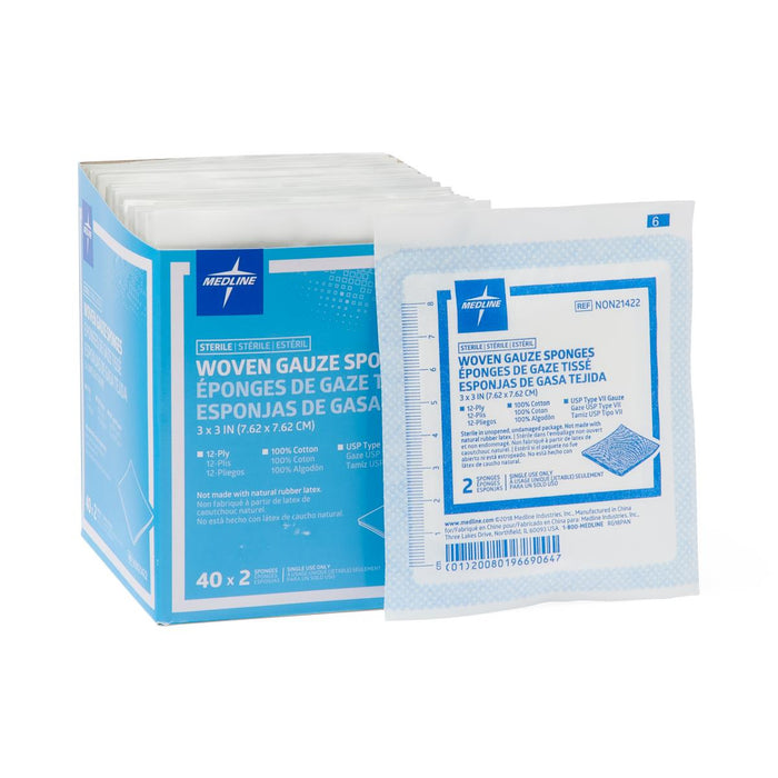 Medline Sterile 100% Cotton Woven Gauze Sponges