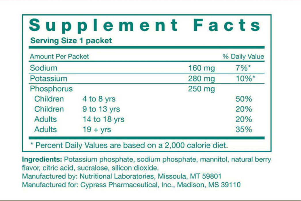 PHOS-NaK Powder by Cypress Pharmaceuticals