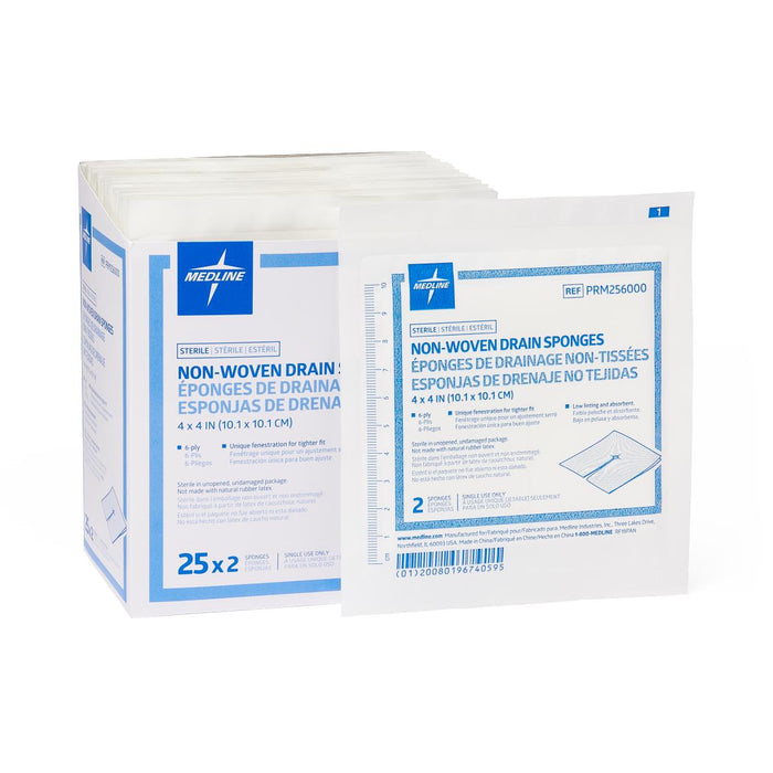 Medline Sterile Nonwoven Gauze Drain Sponges