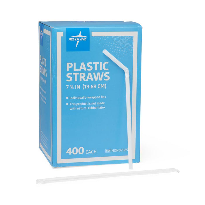 Medline Flexible Plastic Drinking Straws