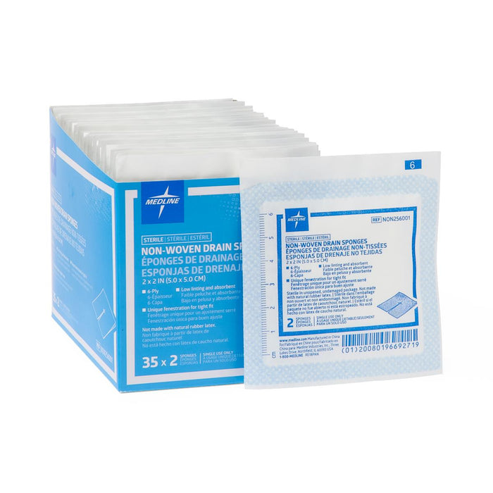 Medline Sterile Nonwoven Gauze Drain Sponges