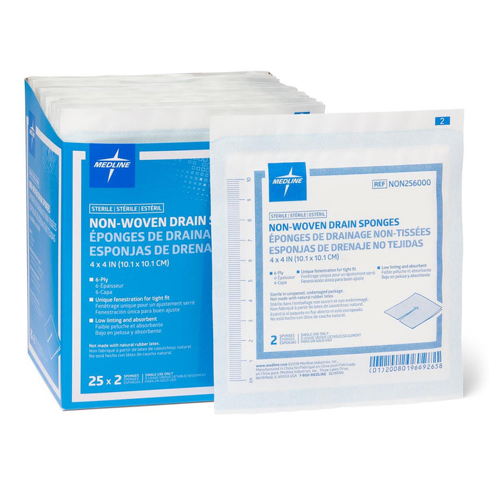 Medline Sterile Nonwoven Gauze Drain Sponges