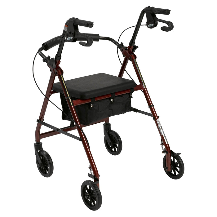 Rollator 4-wheel With Pouch & Padded Seat  Red - Drive