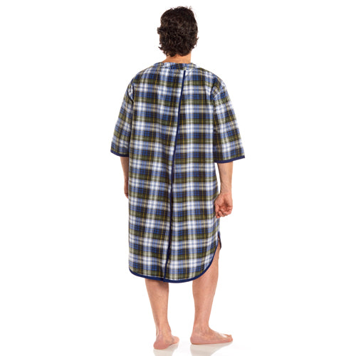 Sleep Shirt Patient Gown-men Large-extra Large  Blue Plaid