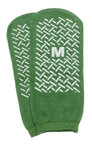 Slipper Socks; Med Green Pair Men's 5-6  Wms 6-7 Child 7-11 - Sammy's Supply