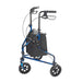 Rollator 3-wheeled W-pouch & Basket Loop Brake-flame Blue - Sammy's Supply