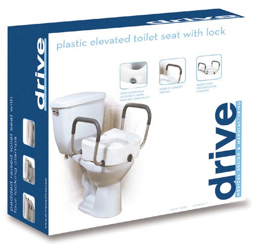 Raised Toilet Seat With Lock & Alum Removeable Arms - Sammy's Supply