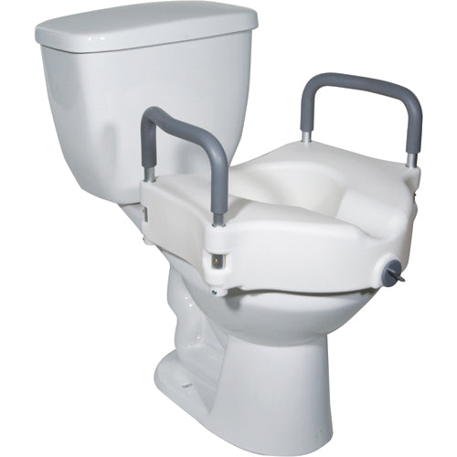 Raised Toilet Seat W- Lock & Padded Removable Arms Retail - Sammy's Supply