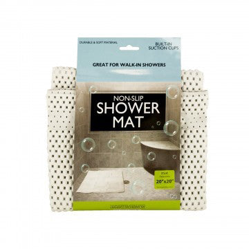 No-skid Bath & Shower Mat W-suction Cups  White  20 X20 - Sammy's Supply