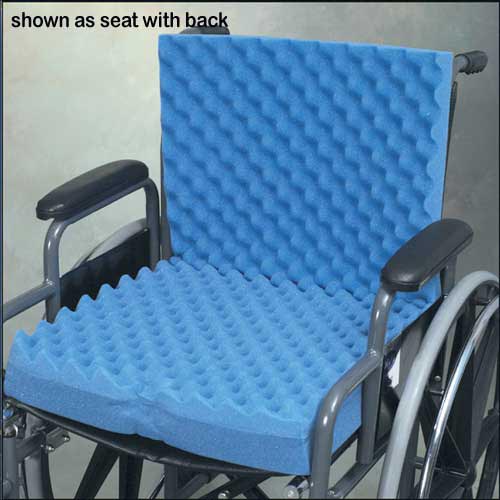 Convoluted Wheelchair Cushion W-back & Blue Polycotton Cover - Sammy's Supply