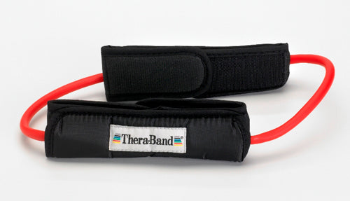Theraband Prof Resist Tubing Loop W-padded Cuffs Red - Sammy's Supply