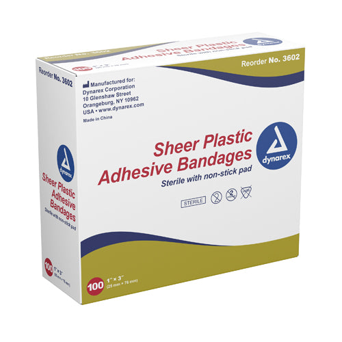 Adhesive Bandages Sheer Strips 3-8 X1-1-2  Sterile  Bx-100 - Sammy's Supply