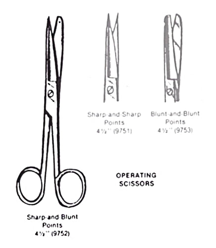 Operating Scissors- Sharp-blunt- 4 1-2  Straight - Sammy's Supply