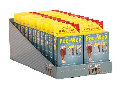 Pee-wee Disposable Urinal Display (24 Boxes Of 3) - Sammy's Supply