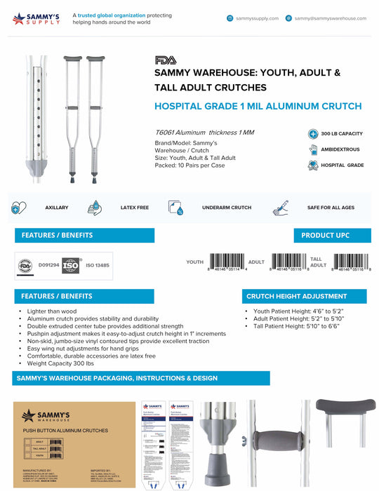 Sammy's Warehouse Aluminum Crutches