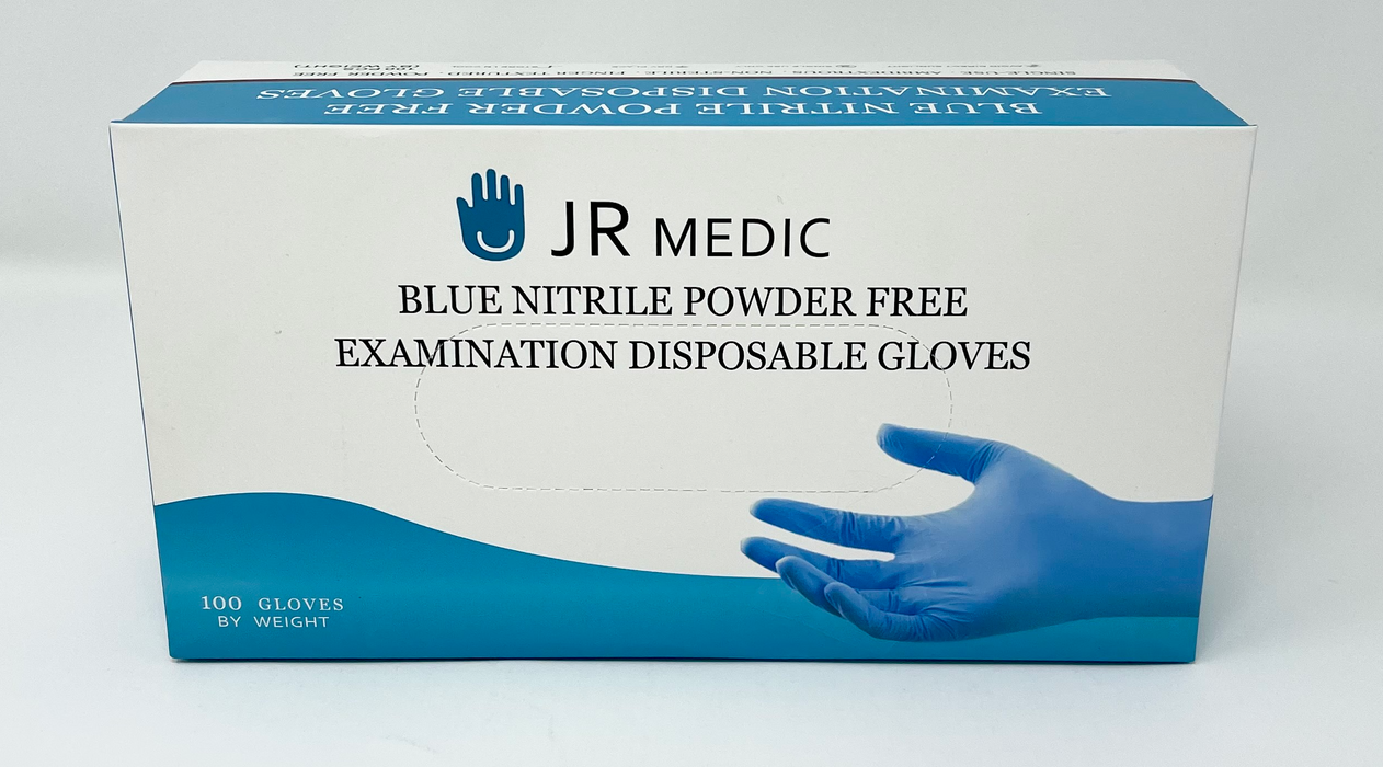 JR Medic Blue Nitrile Powder-Free Examination Disposable Gloves 100 pcs - Sammy's Supply