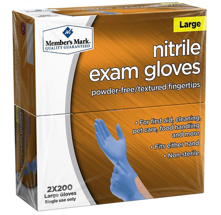 Members Mark Nitrile Exam Gloves LARGE Gloves 400 ct - Sammy's Supply