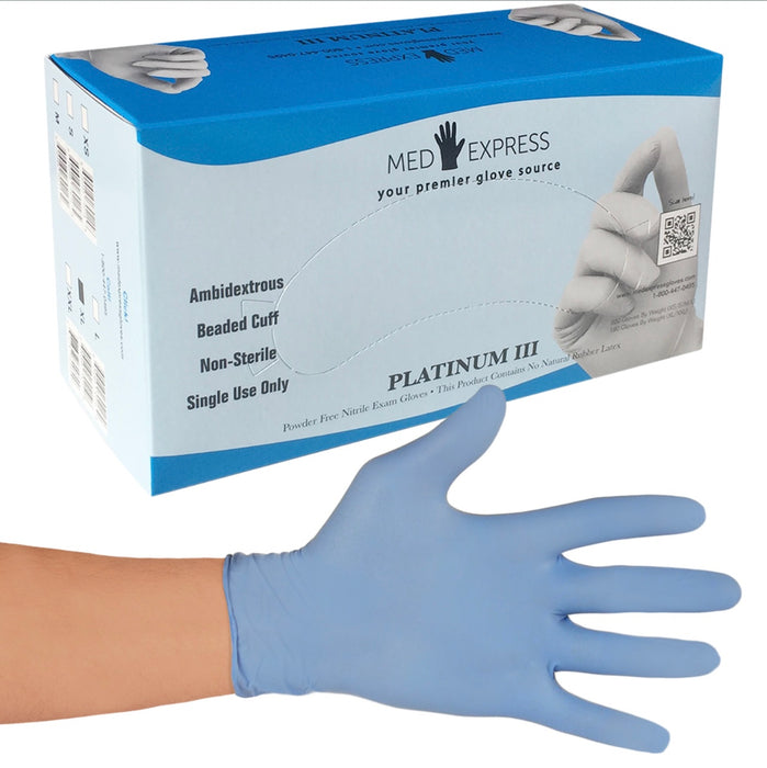 MED EXPRESS Platinum III Powder Free Nitrile Disposable Gloves - Sammy's Supply